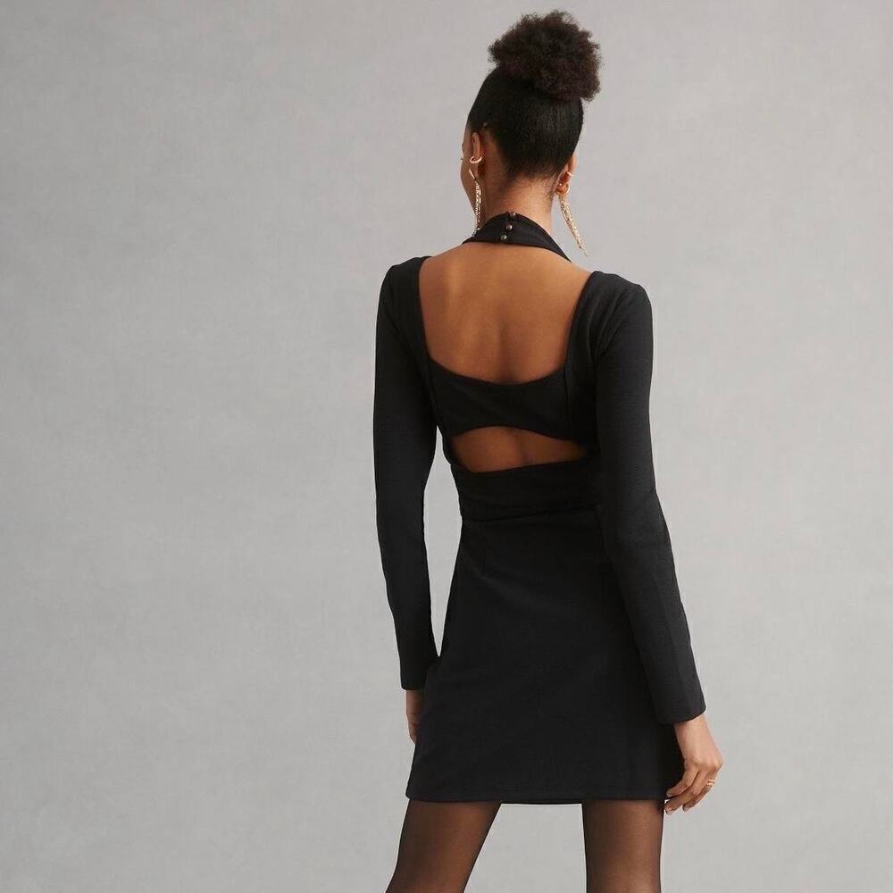 NWT Anthropologie Ponte Cutout Mini Dress Little Black Dress Knit Size Small